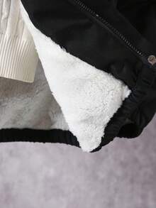 Vacaura 1 Áo khoác hoodie ấm áp dành cho thanh thiếu niên ngoài trời, thiết kế tối giản với họa tiết chữ cái, phù hợp cho mùa thu/đông - màu đen - Xem 6