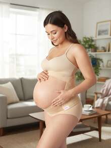 Faja soporte abdominal maternal para mujer estilo moderno, sin mangas ni cuello, tela de nailon elástica y transpirable, color piel, ajuste relajado con cinturón ajustable, ideal para primavera y verano, uso diario moldeador - Desnudo - Ver 1