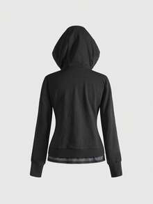 ROMWE Grunge Punk Y2K Punk Cross Rivet Casual Loose Sweatshirt Sweatshirt For Women - Black - View 3