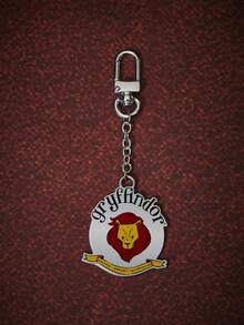HARRY POTTER X SHEIN 1pc Fashionable Cartoon Element Couple Keychain, New Alloy Drip Oil Luxury Niche Exquisite Design - Platinum - View 2