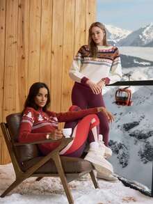 Activina 女士圣诞滑雪几何图案长袖毛衣 - 彩色 - 查看 12