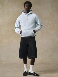 STYNVO 男士纯色简约休闲长袖连帽衫 男士半拉链连帽衫 男士半拉链连帽衫 灰色连帽衫 浅蓝色连帽衫 - 淺灰色 - 查看 3