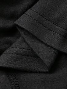 DAZY 女士露肩系带修身长袖休闲T恤 Y2k - 黑色 - 查看 8