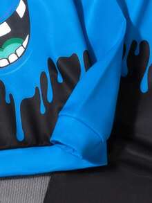 SHEIN Fantacosmos 2pcs Tween Boy Cartoon Print Hoodie Sweatshirt And Straight Casual Pants Set - Blue - View 4