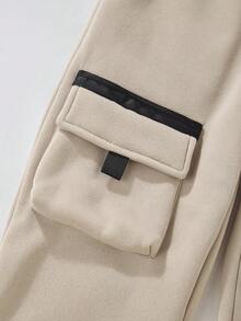 SHEIN Vacaura Tween Boys' Long Sleeve Top And Pants Set Chic Outfits For Autumn/Winter - Khaki - View 7