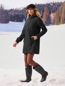 OutZeal 女士冬季保暖户外夹克 圣诞套装 滑雪露营 保暖内衬 防水 抽绳腰带 带口袋 - 黑色 - 查看 10