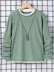 SHEIN Mirajuku 男童休闲基础款拼接长袖T恤