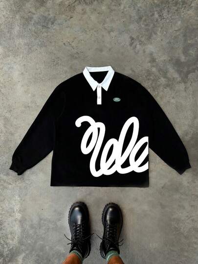 Manfinity Dauomo Herren Poloshirt in Große Größen mit lässigem Twisted Line Muster