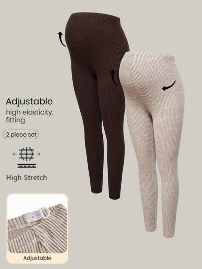 Modmama Autumn And Winter Maternity Comfortable Ribbed Adjustable Waist Leggings Maternity Tights Maternity Leggings Pregnancy Leggings Ribbed Maternity Leggings Pregnancy Pants