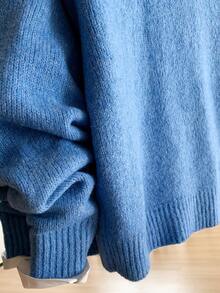 Franclia 女士复古刺绣圆领长袖毛衣 - 藍色 - 查看 5