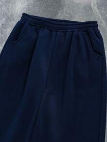 Lässige, locker sitzende Patchwork-Grau Gerade Bein Jogginghose, vielseitige Sporthose für Teenager Jungs, ganzjährig - marineblau - Übersicht 4