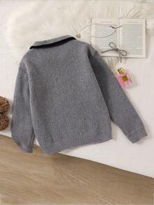 女童毛衣，新款秋冬彼得潘领蝴蝶结针织毛衣，黑色蝴蝶结针织营造甜美少女气息，秋冬可爱温柔风格蝴蝶结毛衣，儿童女童毛衣，女童蝴蝶结毛衣 - 彩色 - 查看 2