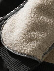 Franclia Modische, lässige Jacke mit gefüttertem Kunstfellkragen für Damen, Kaffeefarben, Herbst/Winter