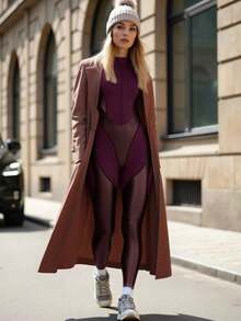 Innovista Woman Sports Jumpsuit Clothes Athletic Workout Outfits Affordable Premium, Chic Club Hijab Friendly Protection Sports Training Aesthetic Lightweight Breathable Active Crop Top Zip Up With Leggings Phone Card Pocket Bottom Two Pieces Daily Athleisure Cycling Biker HIIT Office To Gym Activewear Fall Comfort Movement Functional - Burgundy - View 15