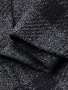 DAZY 女士高腰格子复古优雅A字裙 - 藏蓝色 - 查看 4