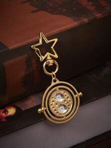 HARRY POTTER X SHEIN 1件装 时尚女士流行卡通元素情侣钥匙扣，全新跨境设计，奢华小众，极具时尚感 - 金色 - 查看 4