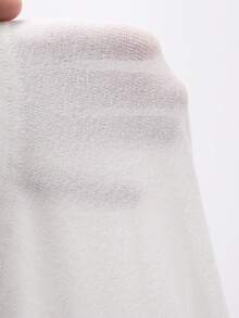 DAZY Women's Summer Sheer Draped Neck Fitted T-Shirt, Minimalist Urban Casual Slim Fit Short Sleeve Top - White - View 8