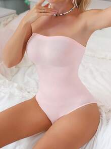 1pc Women Seamless Tummy Control Waist Cincher Butt Lifter Bodysuit Shapewear - Pink - View 6