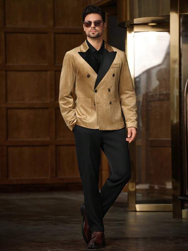 Manfinity Bizformal Traje de hombre de terciopelo de lujo