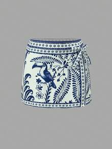 Swim Oasis 法国南部高端度假风鹦鹉系带连体裙