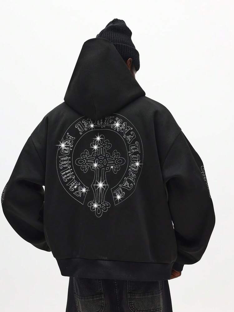 Bluza z kapturem z nadrukiem krzyża na plecach