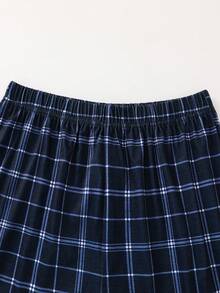 SHEIN 青少年男童简约廓形浅灰色拼接撞色字母印花格子裤家居服套装，休闲学院风舒适时尚百搭柔软面料，适合日常和居家穿着 - 彩色 - 查看 5