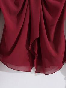 Franclia New Minimalist Design Long Sleeve Slim Fit Women Shirt - Burgundy - View 3