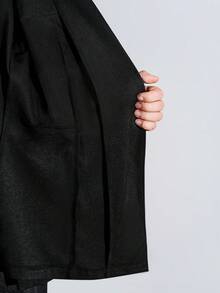 Lumivelle Bộ vest nữ dài tay màu đen dệt kim với ve áo nhọn. - màu đen - Xem 9