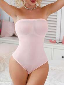 1pc Women Seamless Tummy Control Waist Cincher Butt Lifter Bodysuit Shapewear - Pink - View 5