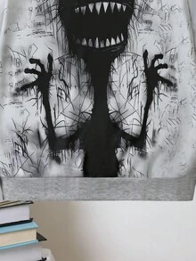 Fantacosmos Tween Boy 趣味怪物印花休闲宽松连帽运动衫，适合秋冬季 - 銀色 - 查看 4