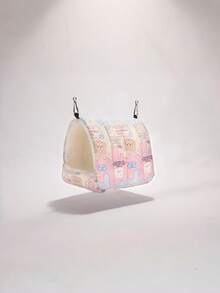 1件卡通印花毛绒全覆盖三角吊床睡袋，适用于鹦鹉、仓鼠、小型宠物鸟类，秋冬季适用 - 黃粉小熊 - 查看 6