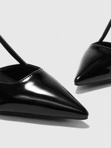 CUCCOO BIZCHIC Women's Pointed Toe Stiletto High Heel All-Match Black Pumps, Versatile Daily Wear Backstrap Slingback Heels For Christmas Valentine's Day - Black - View 6