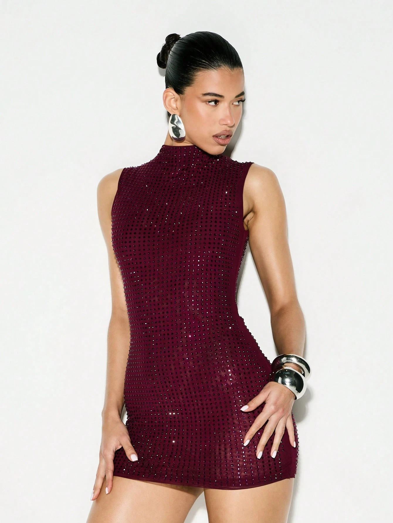 KIZN High Neck Sequin Mini Bodycon Dress