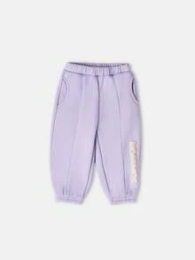 SUMWON Baby Girls Winter Cozy Sweatshirt Jogger Set Two Piece Outfit Casual Wear Long Sleeve Co-Ord Set - Purple - View 4