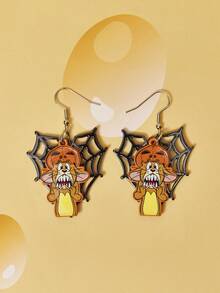 TOM & JERRY X SHEIN 1 Pair Fashionable Women's Popular Cartoon Element Zinc Alloy Earrings - Orange - View 2