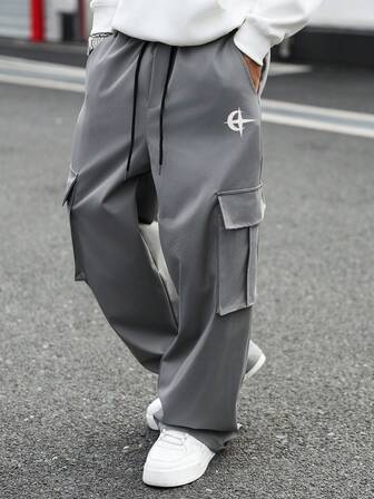 Street Life Men's Solid Color Casual Loose Pocket Pants