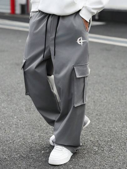 Street Life Men's Solid Color Casual Loose Pocket Pants