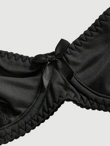 ROMWE Goth Sujetador con aros de encaje gótico - Negro - Ver 3