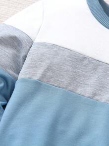 SHEIN 4-7岁男童6件套休闲运动学院风街头可爱酷炫撞色卫衣+裤子，适合日常穿着、上学、外出、运动、春秋季节，为小男孩提供多种穿搭选择。 - 杏色 - 查看 8