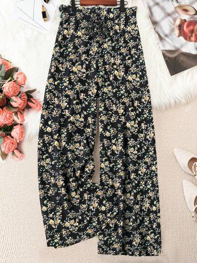 EMERY ROSE Plusstorlek Dam Casual Blommigt Mönster Lösa Byxor