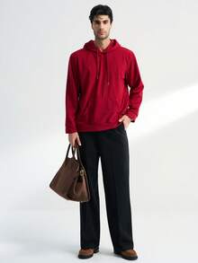 Airaco Men's Solid Color Minimalist Casual Long Sleeve Hoodie