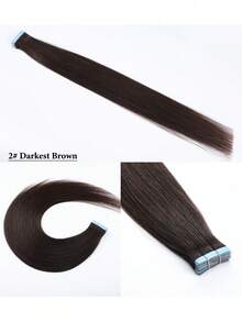 20pcs Straight Tape In 100% Human Hair Extension For Salon Silky Seamless Invisible Natural Dark Brown For Thin Hair Woman Natural Look Top Quality Dark Brown Color Tape In Hair Tape Ins Hair Extensions