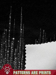 SHEIN Lady Plus Size Casual Elegant Glitter Print Lightweight Jacket Autumn Winter Clothes For Women - Black - View 7