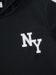 Mirajuku 2pcs/Set Boys Casual Hooded Sweatshirt With Side Stripe & Drawstring Pants Suit, Suitable For Autumn/Winter Everyday, Commuting, Sports Wear - Black - View 7