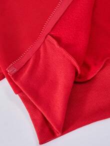 SHEIN ChillGRL 三件套少女纯色保暖连帽拉链衫、吊带背心和阔腿裤休闲套装，适合日常穿着、通勤和上学。 - 紅色 - 查看 8