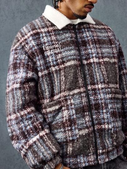 Street Life Chaqueta casual reversible con cremallera y estampado de letras para hombre, para otoño/invierno