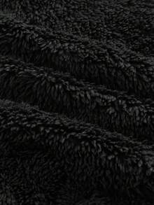 EASEVO Plus Size Men's Casual Letter Embroidered Fleece Pants, Autumn/Winter - Black - View 6