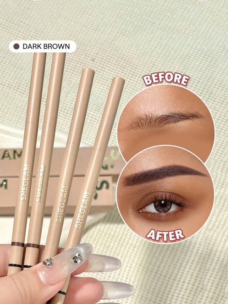 Insta-Fill Brow Pencil-Light Brown Long Lasting Auto Eyebrow Pen Sweat-Proof Anti-Oil Non-Sticky Ultra-Slim Eyebrow Makeup Brand Beauty Makeup Face Paint Cosmetic For Women Girls Perfect For Spring Summer Ideal For Y2K Fancy Fashion Suitable For Birthday Mother'S Day Gift Rave Party Ready Best Color