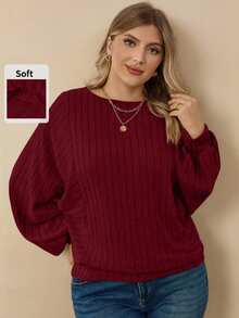 Rosumi 大码女式休闲纯色罗纹蝙蝠袖运动衫