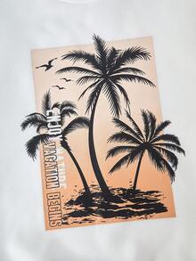 Vacaura Set de 2 piezas para niños pequeños (talla extra) con sudadera de cuello redondo con estampado de palmeras, Los Ángeles y puesta de sol, y pantalones cargo de bolsillo para uso casual en primavera/otoño/invierno - Negro - Ver 6